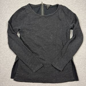 J Crew sweater womens M black long sleeve back half zip pullover cotton
